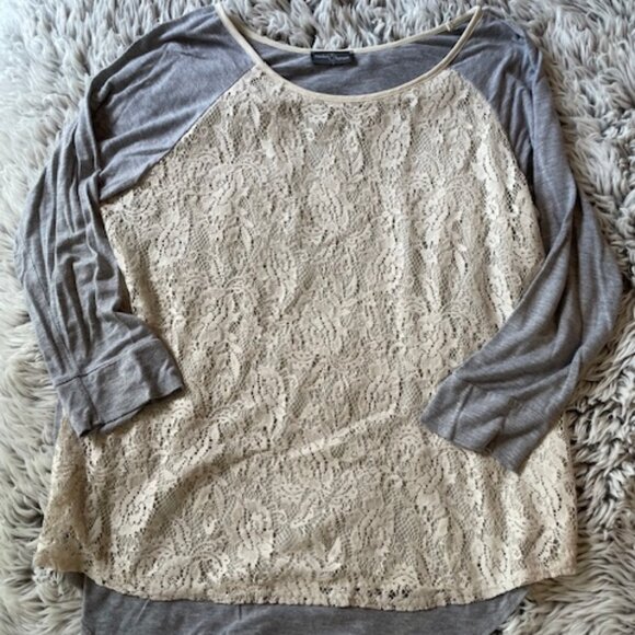 Market & Spruce Lace Front Tee - Picture 1 of 4